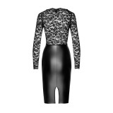 F295 halblanges Wetlook Kleid mit Spitze von Noir Handmade | Fesselliebe.de