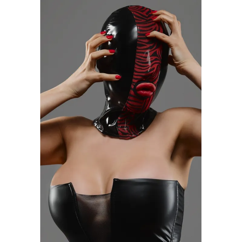 Maske TDMaskblack002 schwarz/rot von Demoniq Total Domination Collection | Fesselliebe.de