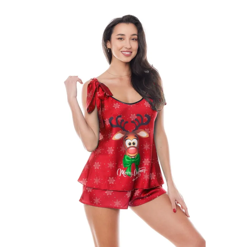 Rotes 2-teiliges Weihnachtsset mit Rentier von Anais apparel | Fesselliebe.de