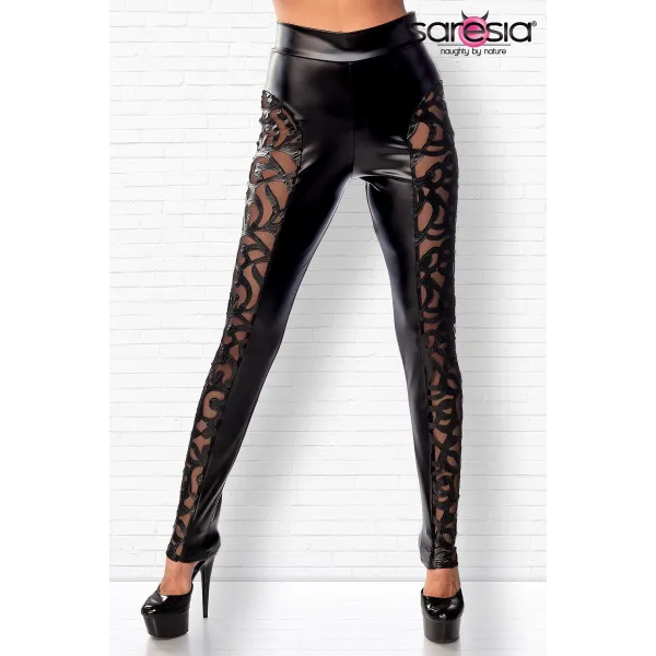Schwarze Wetlook Leggings 18310 von Saresia | Fesselliebe.de