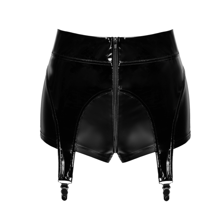F325 Wetlook Shorts mit PVC Strumpfhaltern von Noir Handmade | Fesselliebe.de