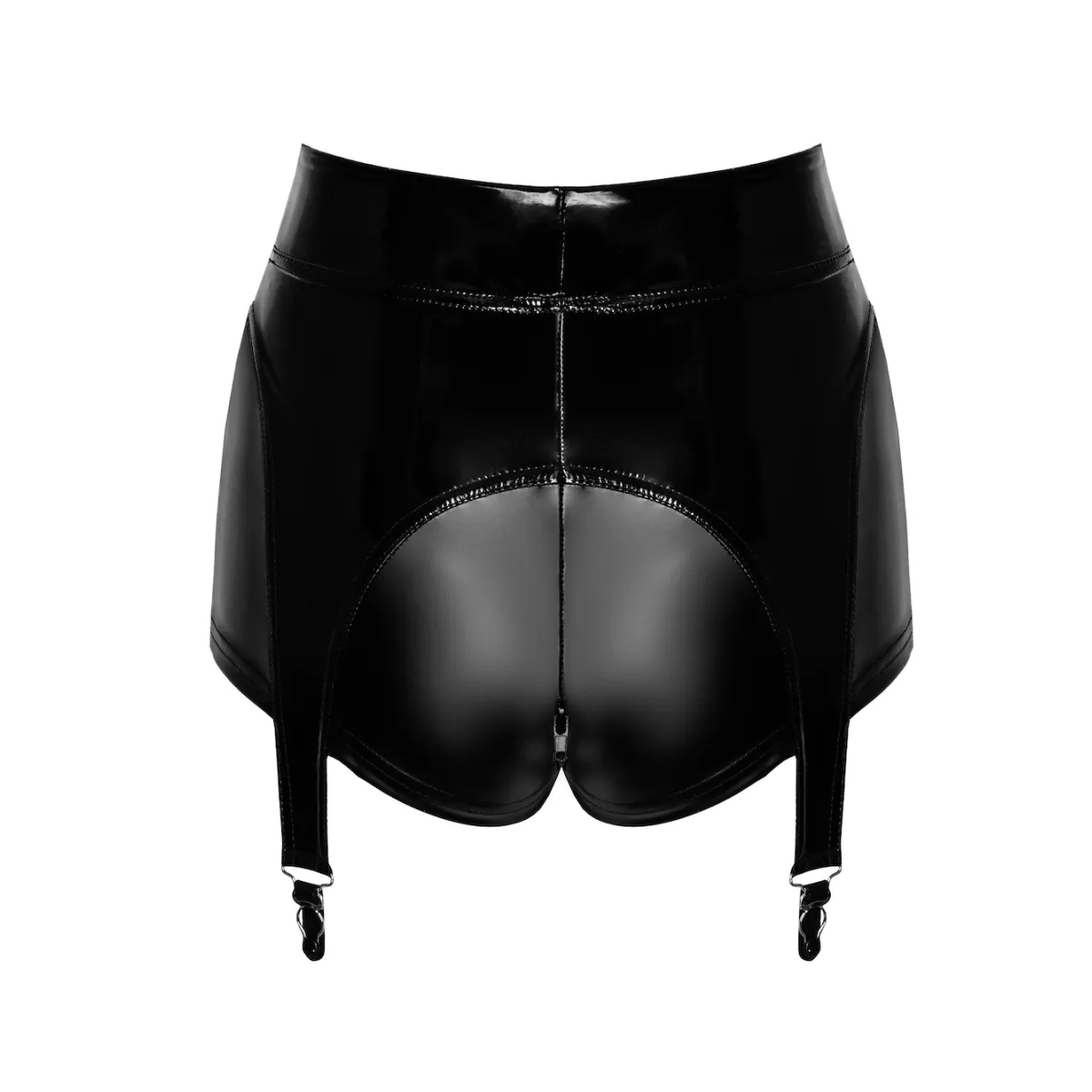 F325 Wetlook Shorts mit PVC Strumpfhaltern von Noir Handmade | Fesselliebe.de