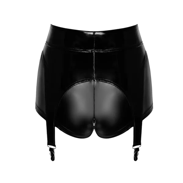 F325 Wetlook Shorts mit PVC Strumpfhaltern von Noir Handmade | Fesselliebe.de