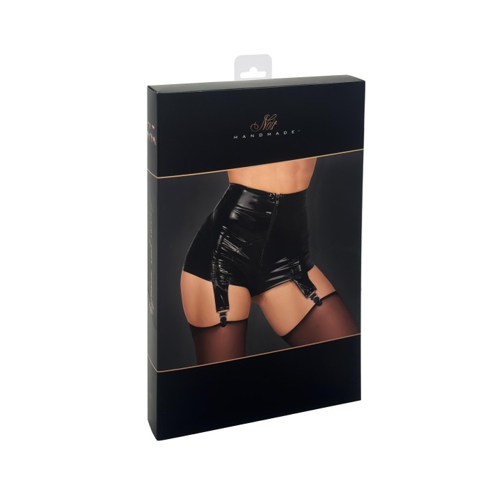 F325 Wetlook Shorts mit PVC Strumpfhaltern von Noir Handmade | Fesselliebe.de