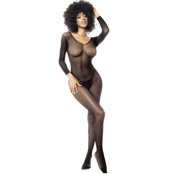 Langärmliger Netz-Bodystocking – MAL1102BLK von Mapale | Fesselliebe.de