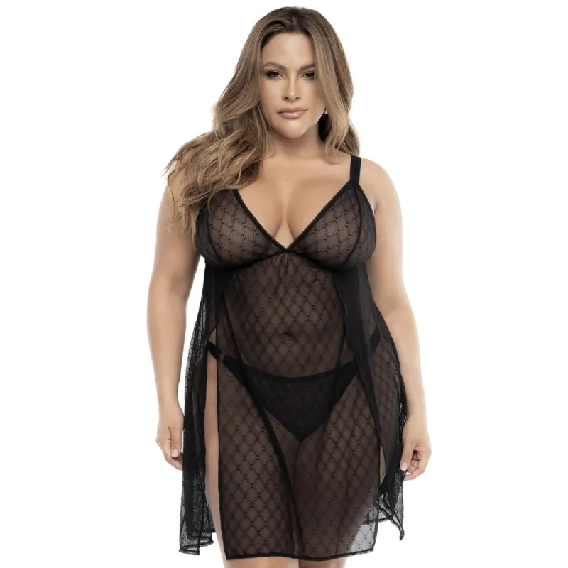 Schwarzes Babydoll Plus Size - MAL7498XBLK von Mapale | Fesselliebe.de