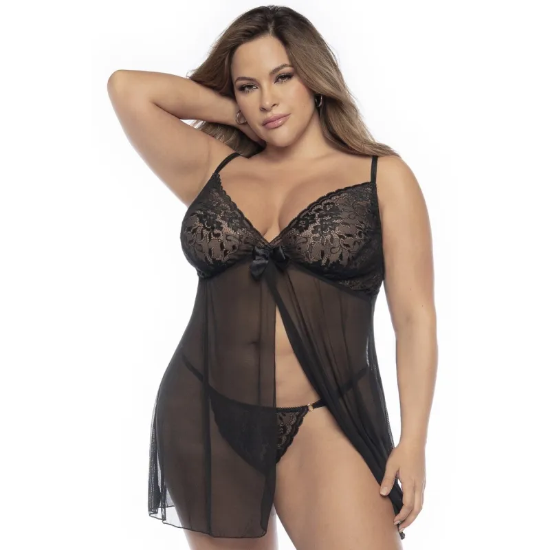 Schwarzes Babydoll Plus Size - MAL7501XBLK von Mapale | Fesselliebe.de