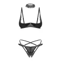 3-teilges ouvert Set Donarella schwarz von Obsessive