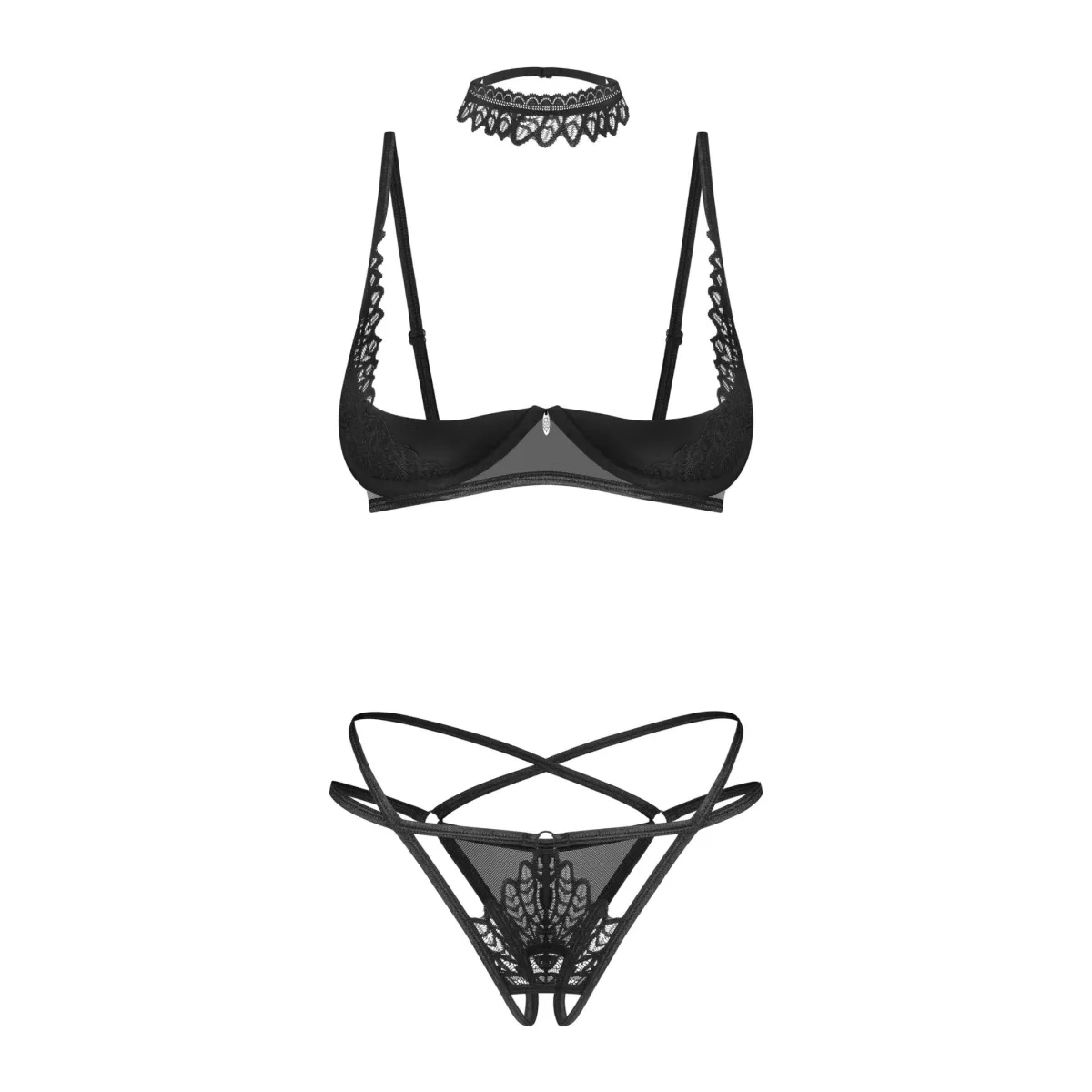 3-teilges ouvert Set Donarella schwarz von Obsessive | Fesselliebe.de