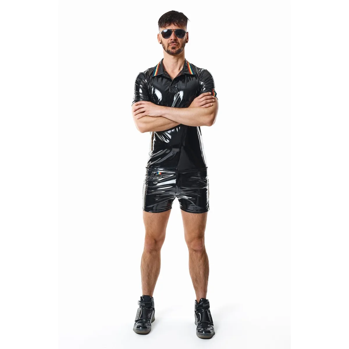 PVC Polo Shirt RMRaffaeleRBW schwarz von Pride Festih Line | Fesselliebe.de