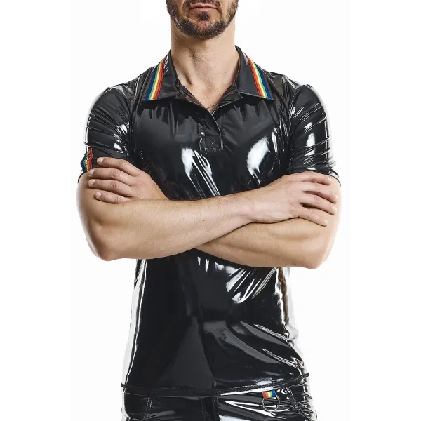 PVC Polo Shirt RMRaffaeleRBW schwarz von Pride Festih Line | Fesselliebe.de
