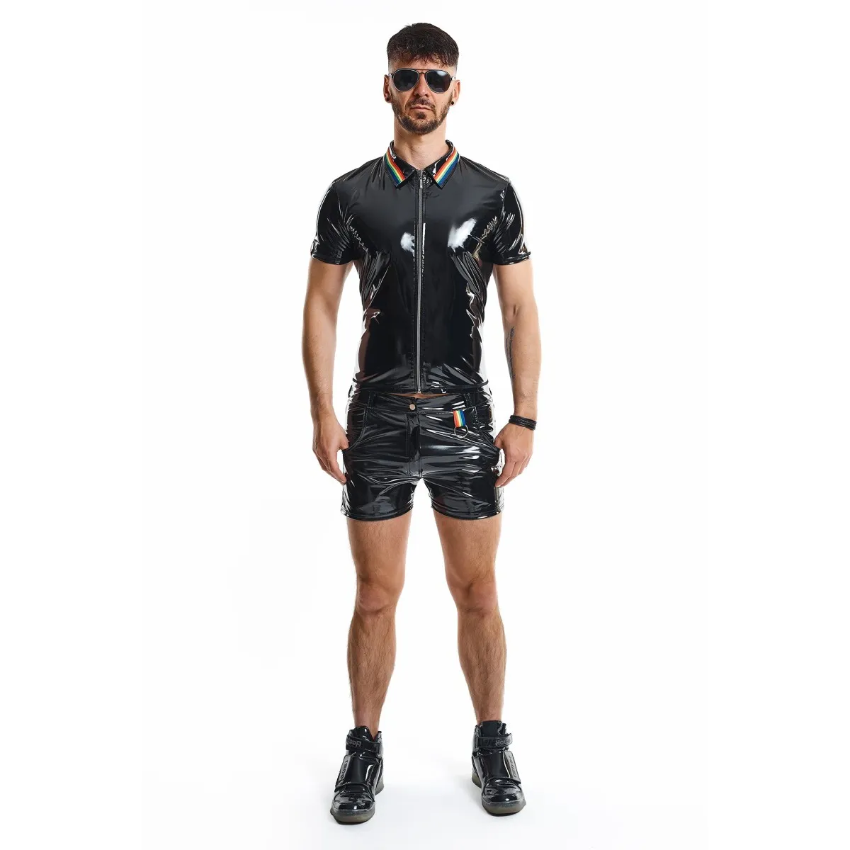 PVC Herren Polo Shirt RMRemigioRBW schwarz von Pride Festih Line | Fesselliebe.de
