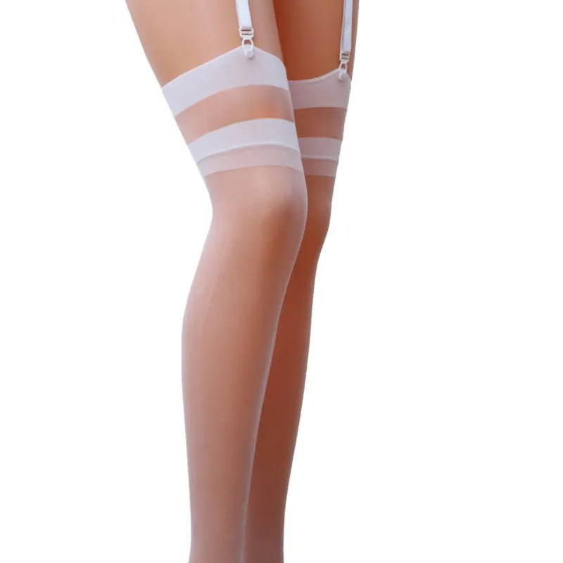 Halterlose Strümpfe ST002 weiß von Passion | Fesselliebe.de