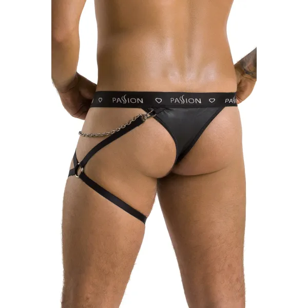 Schwarzer Männer String mit Beinharness 058 von Passion | Fesselliebe.de