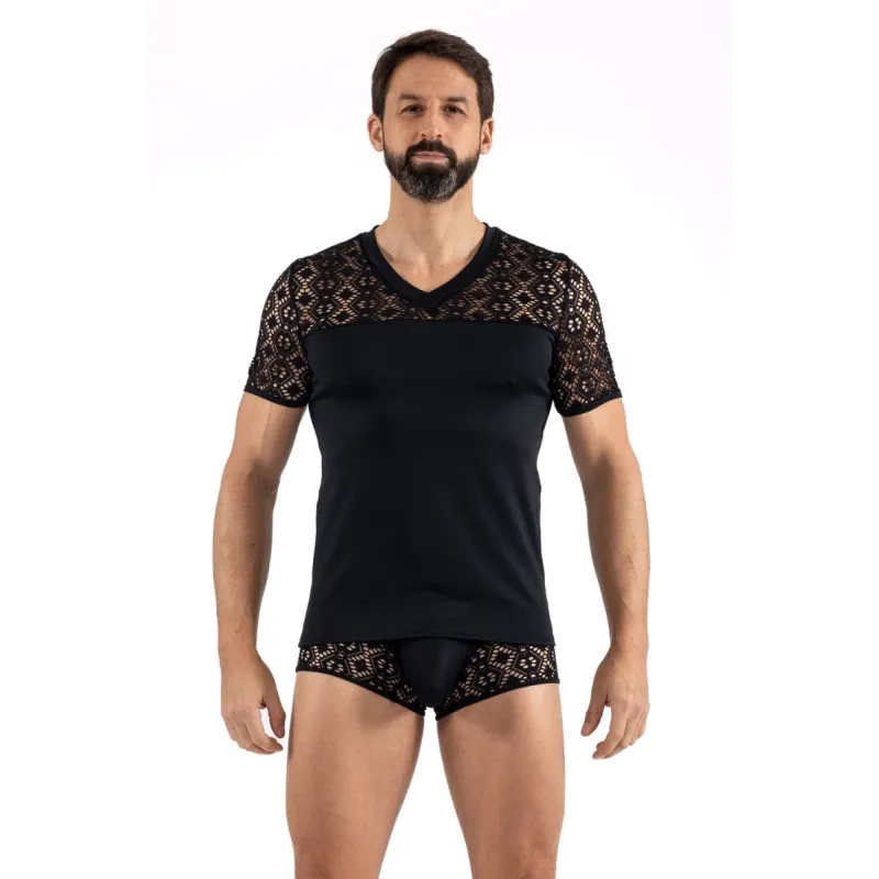 Schwarzer Herren T-Shirt 2407-81 von Look Me | Fesselliebe.de