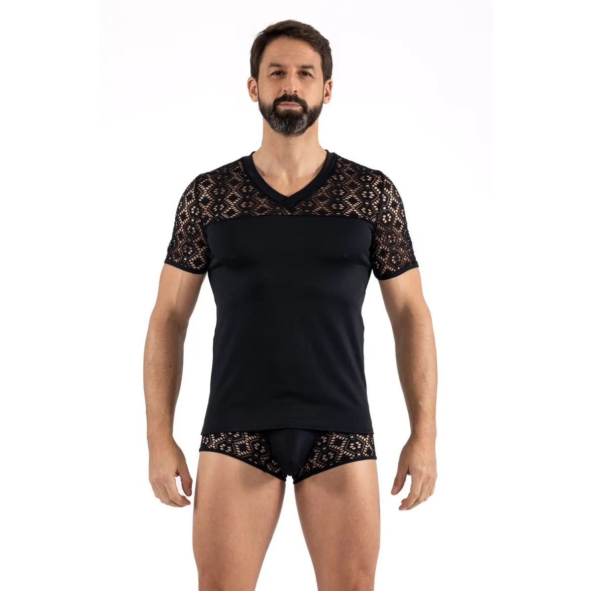 Schwarzer Herren T-Shirt 2407-81 von Look Me | Fesselliebe.de