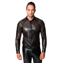 Schwarze Powerwetlook Jacke H076 von Noir Handmade Chaos Collection | Fesselliebe.de