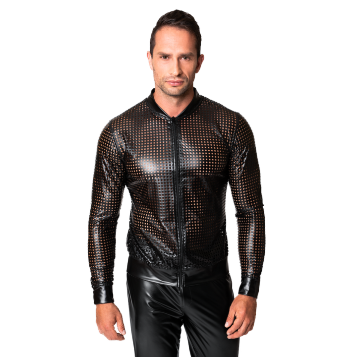 Schwarze Powerwetlook Jacke H076 von Noir Handmade Chaos Collection | Fesselliebe.de