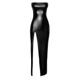 F336 langes Wetlook Kleid von Noir Handmade | Fesselliebe.de