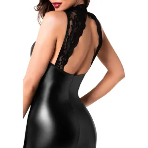 F343 Wetlook Minikleid mit Spitze von Noir Handmade