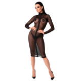 F347 halblanges Kleid aus feinem Netz von Noir Handmade | Fesselliebe.de