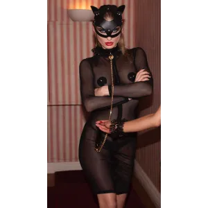 F347 halblanges Kleid aus feinem Netz von Noir Handmade