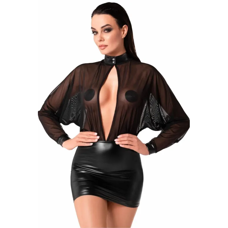 F348 Tüll-Minikleid mit Wetlook von Noir Handmade | Fesselliebe.de