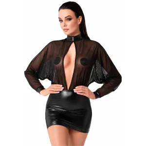 F348 Tüll-Minikleid mit Wetlook von Noir Handmade | Fesselliebe.de