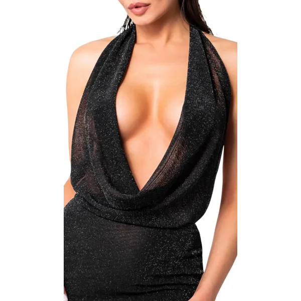 F351 Tüll-Minikleid mit Wasserfallausschnitt von Noir Handmade | Fesselliebe.de