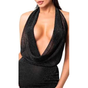 F351 Tüll-Minikleid mit Wasserfallausschnitt von Noir Handmade