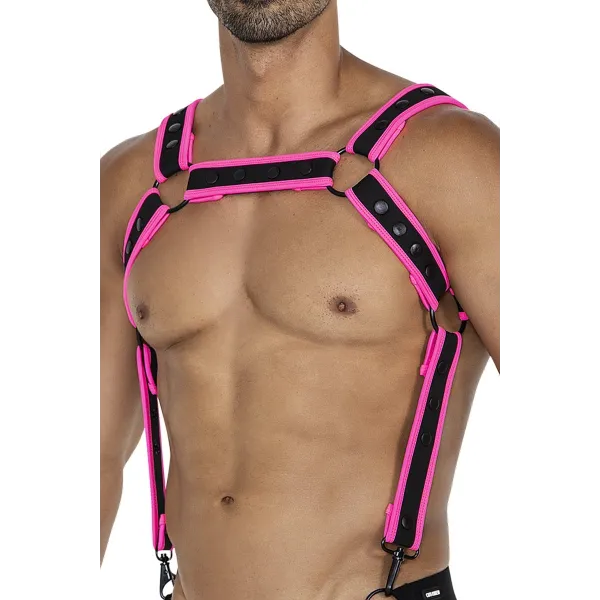 Schwarz/pinker Brust-Harness 05 von Cut4Men | Fesselliebe.de