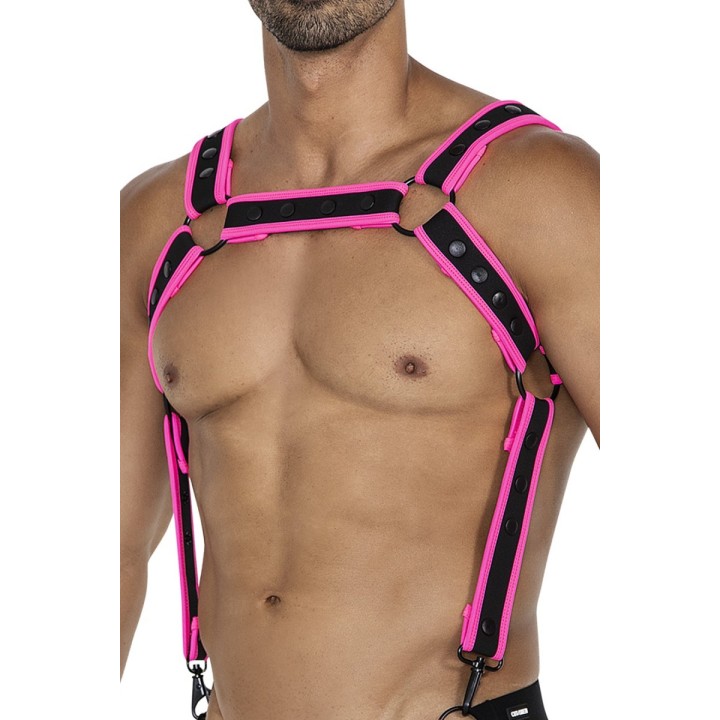 Schwarz/pinker Brust-Harness 05 von Cut4Men | Fesselliebe.de