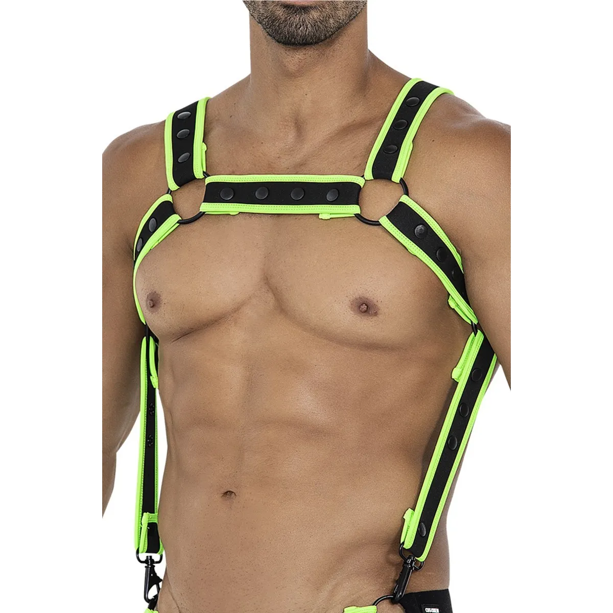 Schwarz/grüner Brust-Harness 05 von Cut4Men | Fesselliebe.de