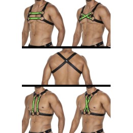 Schwarz/neongrüner Brust-Harness 06 von Cut4Men | Fesselliebe.de