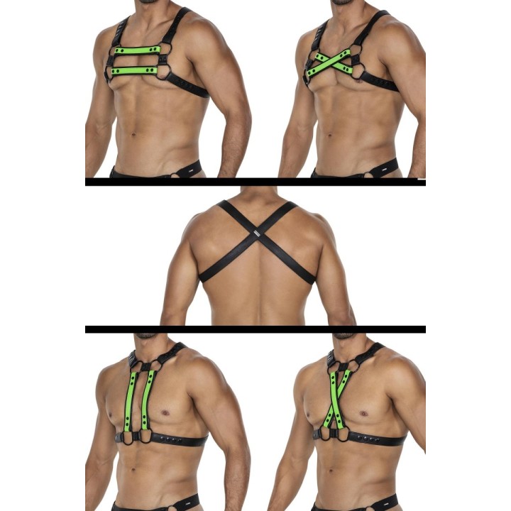Schwarz/neongrüner Brust-Harness 06 von Cut4Men | Fesselliebe.de