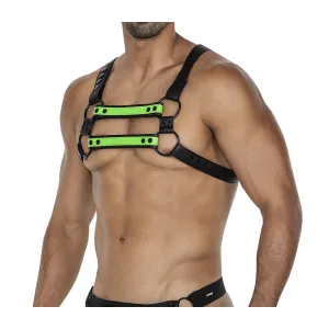 Schwarz/neongrüner Brust-Harness 06 von Cut4Men