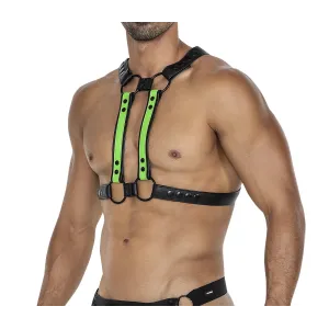 Schwarz/neongrüner Brust-Harness 06 von Cut4Men