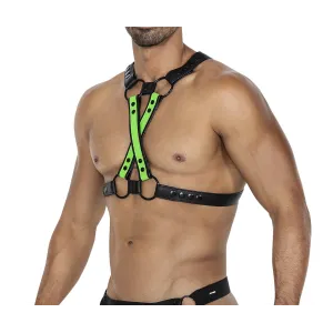 Schwarz/neongrüner Brust-Harness 06 von Cut4Men