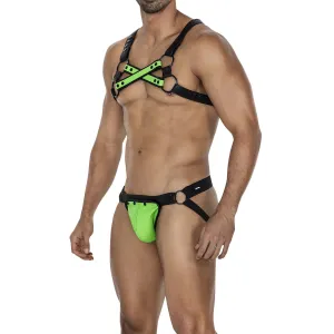 Schwarz/neongrüner Brust-Harness 06 von Cut4Men