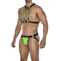 Schwarz/neongrüner Brust-Harness 06 von Cut4Men