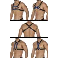 Schwarz/blauer Brust-Harness 06 von Cut4Men
