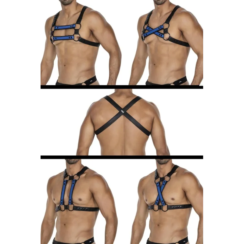 Schwarz/blauer Brust-Harness 06 von Cut4Men | Fesselliebe.de
