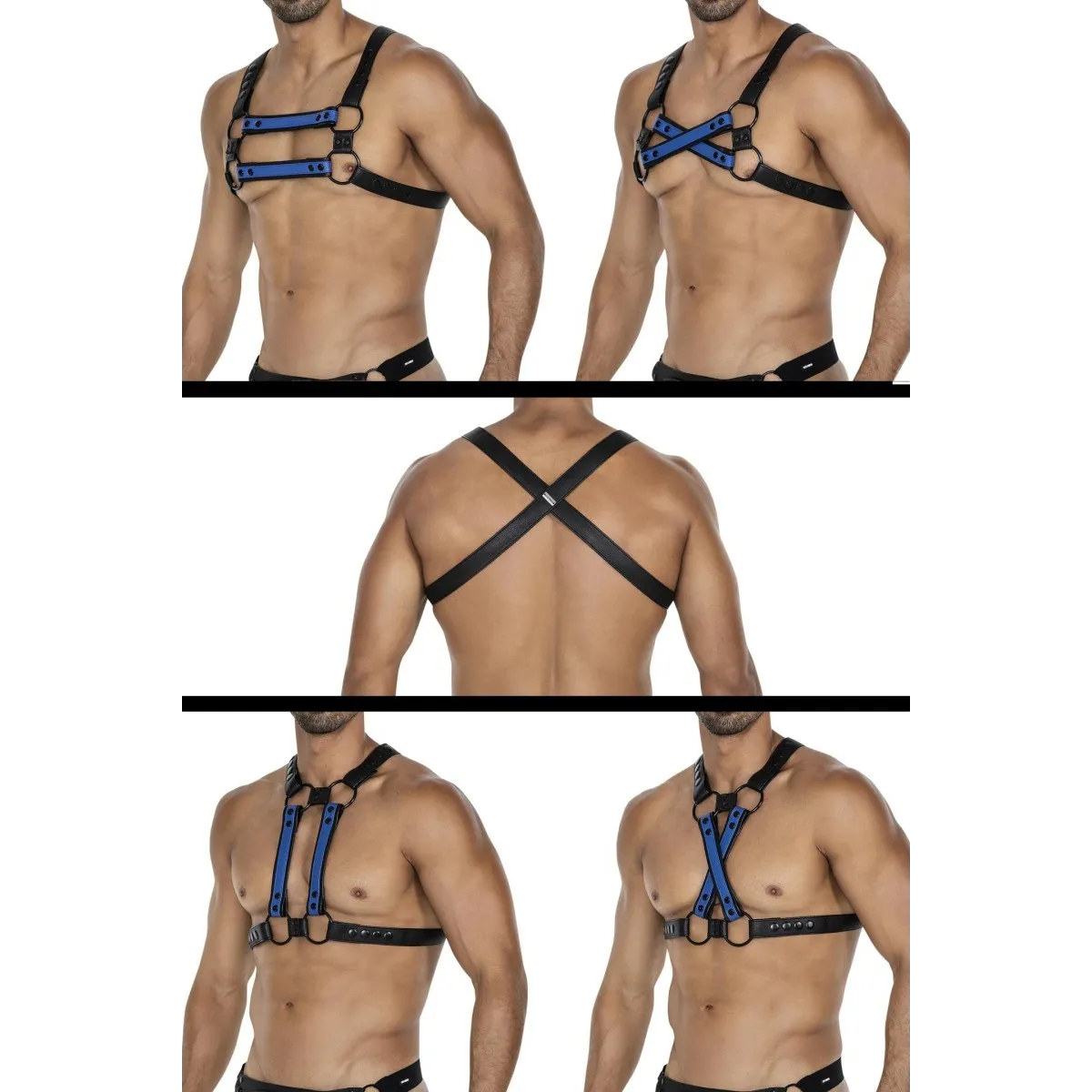 Schwarz/blauer Brust-Harness 06 von Cut4Men | Fesselliebe.de