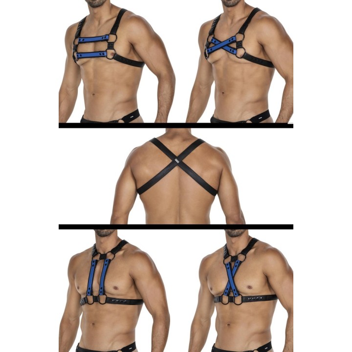 Schwarz/blauer Brust-Harness 06 von Cut4Men | Fesselliebe.de