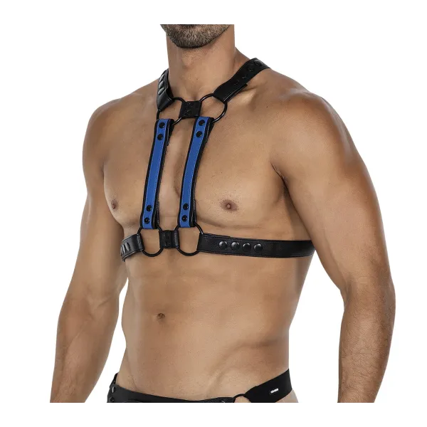 Schwarz/blauer Brust-Harness 06 von Cut4Men | Fesselliebe.de