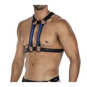 Schwarz/blauer Brust-Harness 06 von Cut4Men