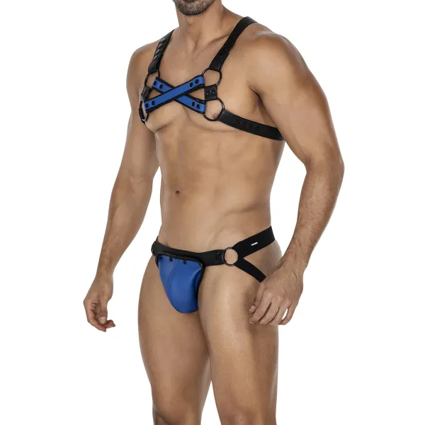Schwarz/blauer Brust-Harness 06 von Cut4Men | Fesselliebe.de