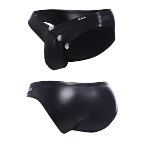 Schwarzer Wetlook Slip BL4CK01 von Cut4Men