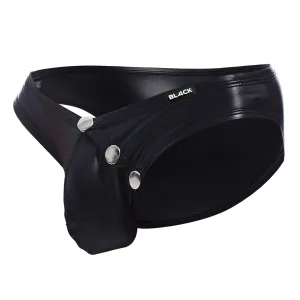 Schwarzer Wetlook Slip BL4CK01 von Cut4Men
