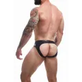 Schwarzer Wetlook Jockstrap BL4CK02 von Cut4Men